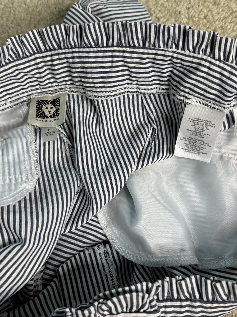 Anne Klein Navy and White Pinstripe Shorts - Picture 5 of 9